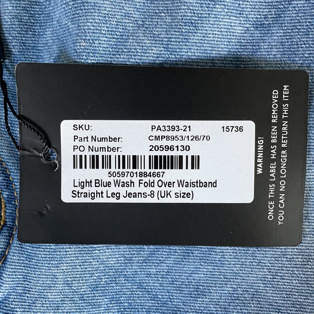 Pretty Little Thing Straight Leg Jeans, Foldover - Picture 4 of 5